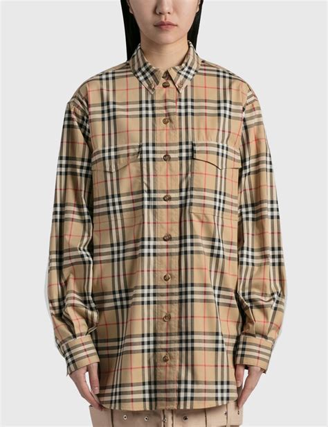 Vintage Check Stretch Cotton Oversized Shirt .